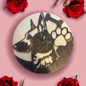 Dog Clock, 11" Paw-some Timekeeping: Laser-Cut Wooden Clocks
